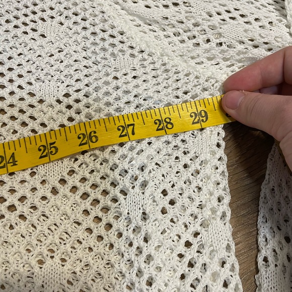 BloomChic NEW NWT Pointelle Knit Tie Lace Panel Bell Sleeve White Cardigan 22-24 - Picture 7 of 7